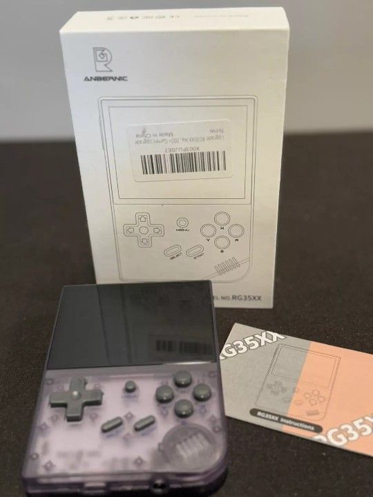 Anbernic RG35XX Handheld Game Console Retro Gaming Transparent Purple 3.5 Inch