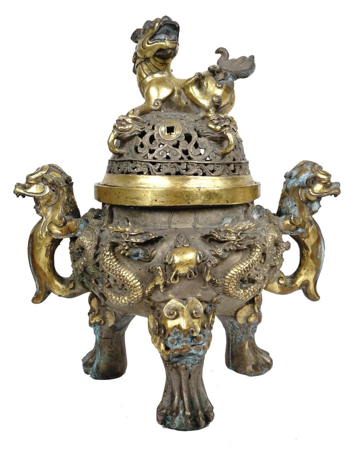 ANTIQUE CHINESE BRASS COPPER INCENSE BURNER