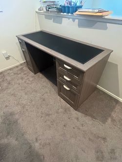 Dark Wood Executive Desk with Office Chair