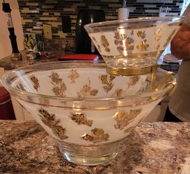 Libby Golden Foliage Chip & DipGlass set 1960