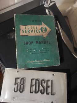 1958 Edsel Shop Manual and embossed license display