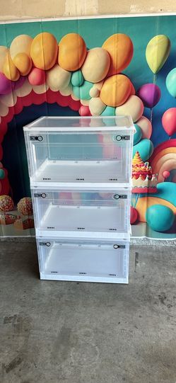 Set of 3 Visual Folding Storage Boxes with Wheels