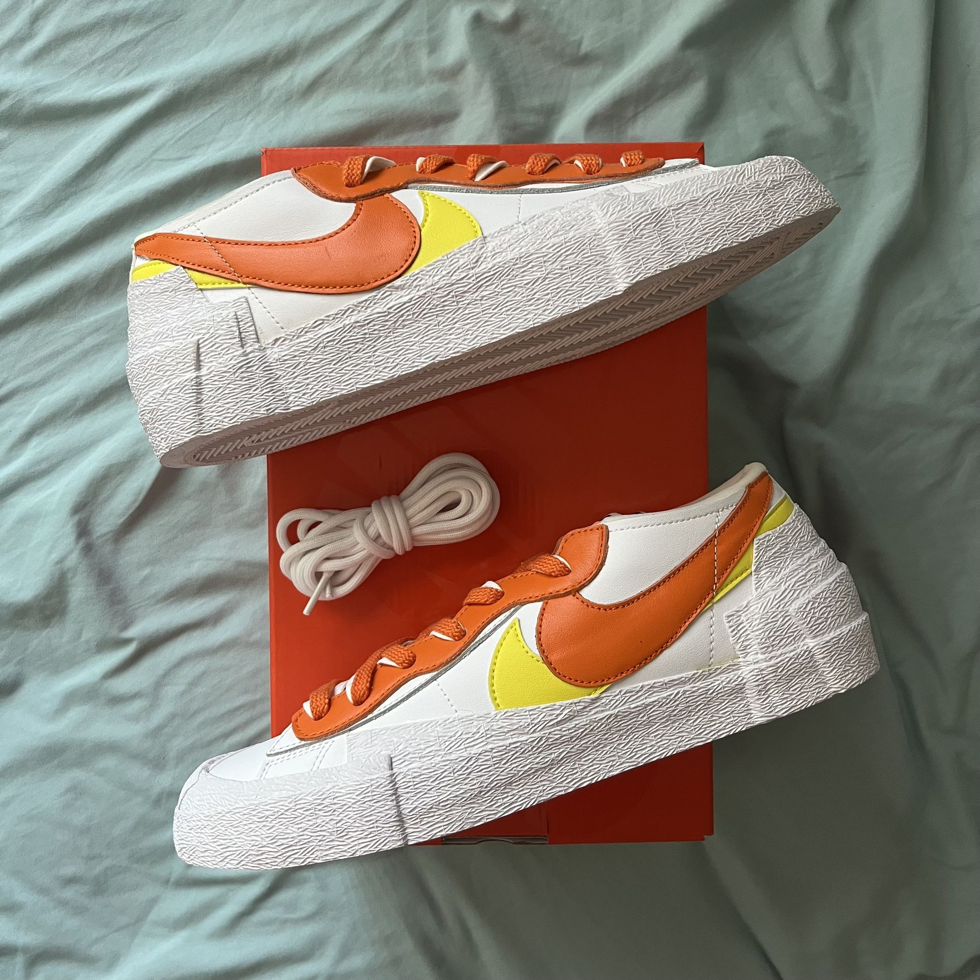 Orange Nike Blazer Trainers In White And Yellow Blazer Low Sacai