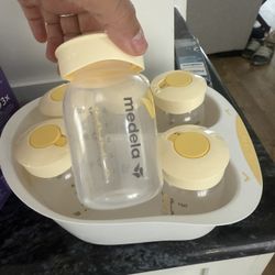 Breast Milk Storage Caddy And Bottles