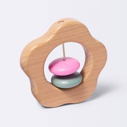 Wooden baby rattle - flower - cloud island 