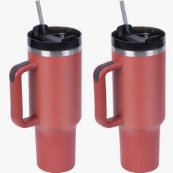 2PCS 40 Oz H2.0 Tumbler With Handle-Double Walled Vacuum Insulated Stainless Steel Water Bottle,Travel Mug Iced Coffee Cup Gift For Mother , Dad 