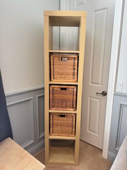 Shelving Unit with Wicker Baskets