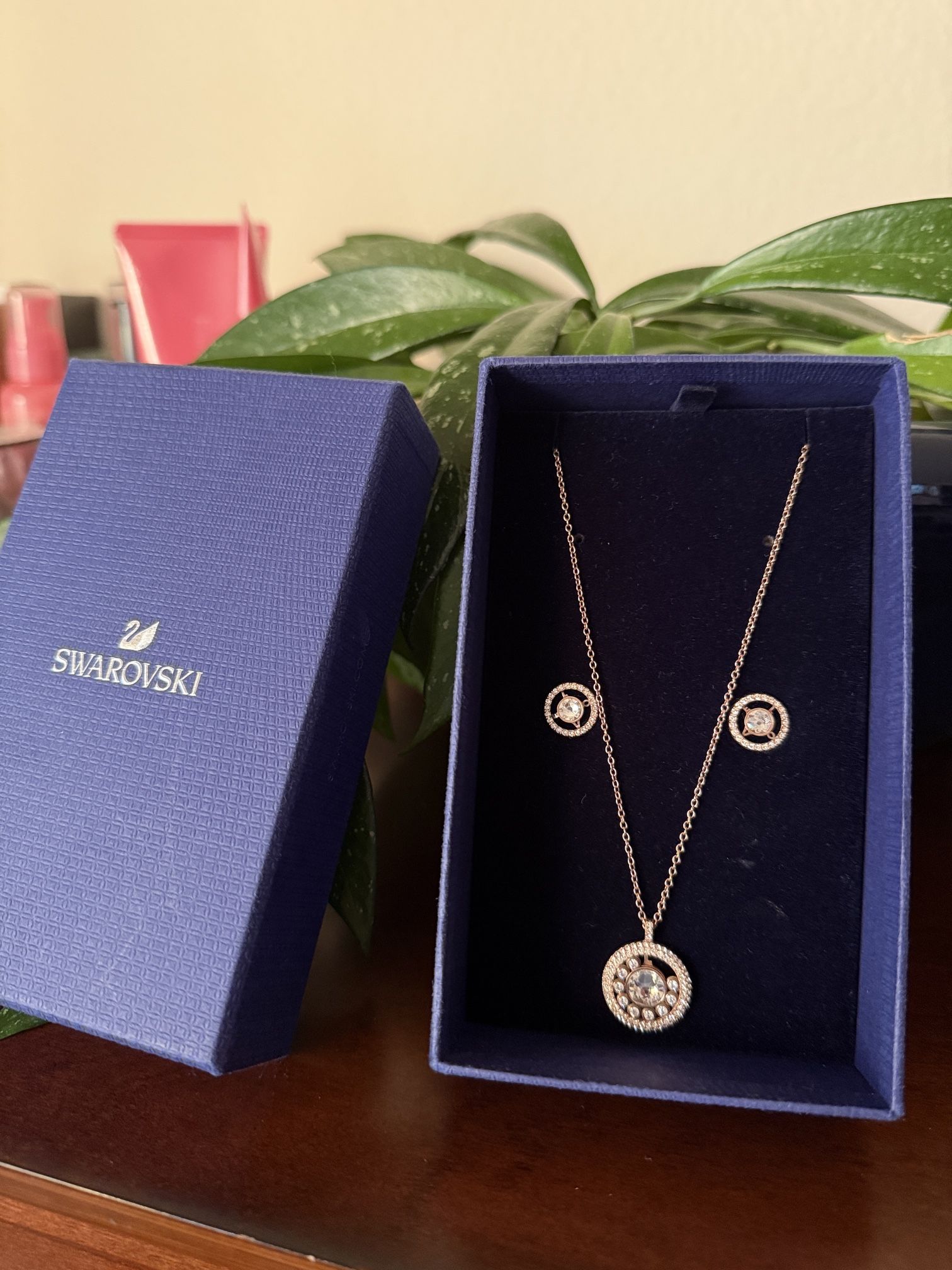 Swarovski Rose Gold Necklace and Earring Set