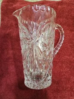Elegant Vintage Cut Crystal Water Pitcher - Stunning