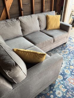 Gray Chenille Microfiber L-Shape Sectional Sofa