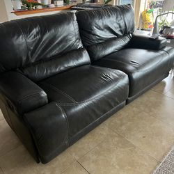 7.5 feet brown leather sofa Couch recliner 77546
