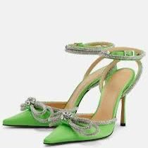 Mach & Mach Green Heels Size 38 Lime Green BRAND NEW 
