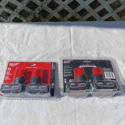 Milwaukee M12 12-Volt 3.0Ah Red Lithium XC Extended Capacity Battery 2-Pack.