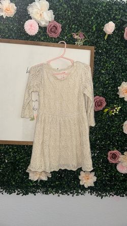 Girls Cream Knit Lace Dress 2T