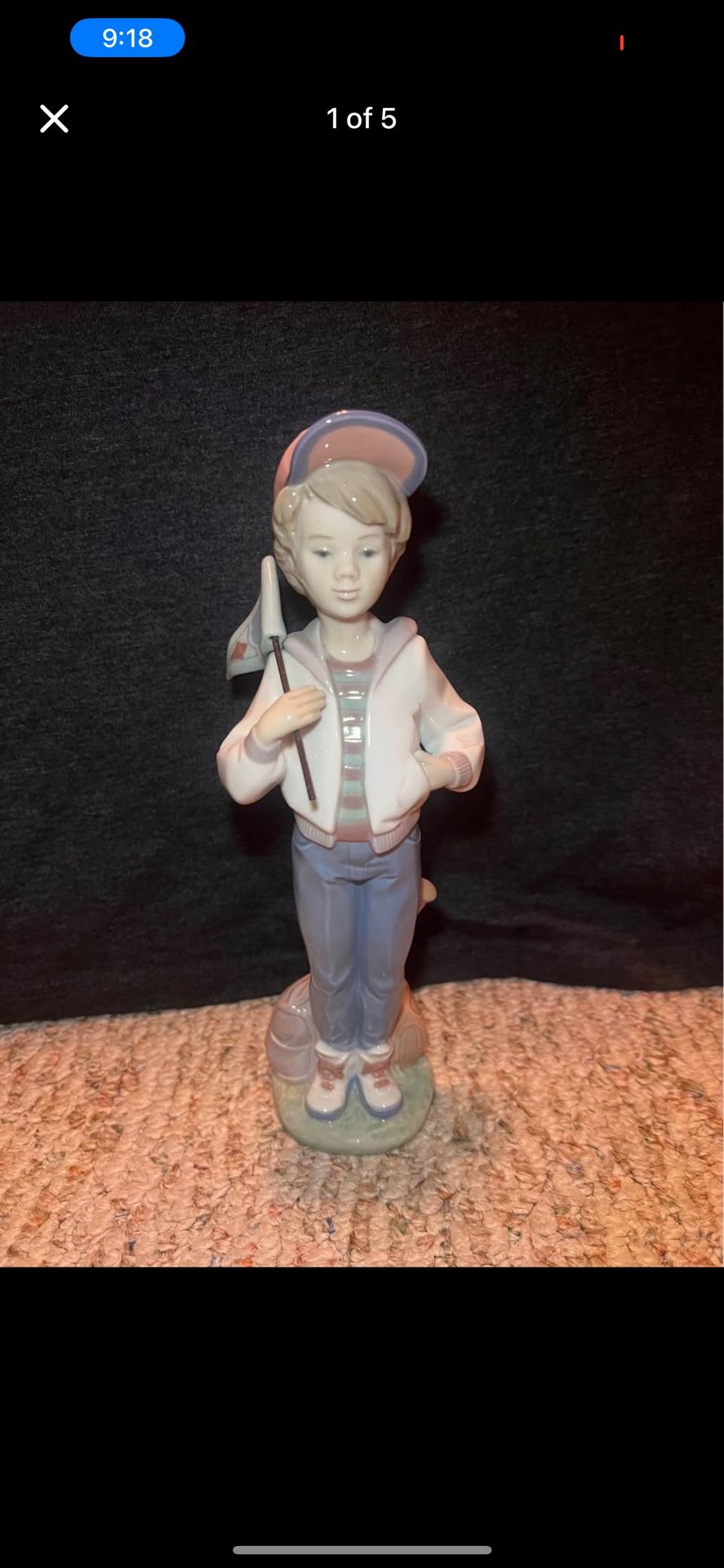 Lladro 6191, All American (boy holding flag)