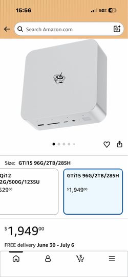 Beelink GTi15 Mini PC, Intel Ultra 9 285H (up to 5.4GHz) 16C/16T, Mini Computer 96GB DDR5 2TB PCIe4.0 SSD, Triple Display HDMI&DP/USB-C/WiFi7/BT5.4/NP