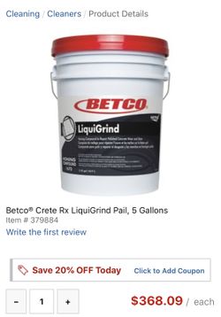 Betco Crete LiquiGrind Pail - 5 Gallons - New