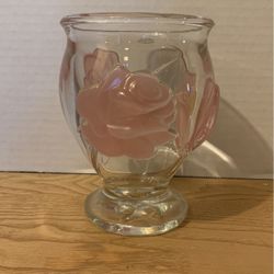 Vintage Rose Glass Vase Raised Pink Made in France Teleflora 6"