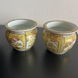 2 Gold Imari Vases. 