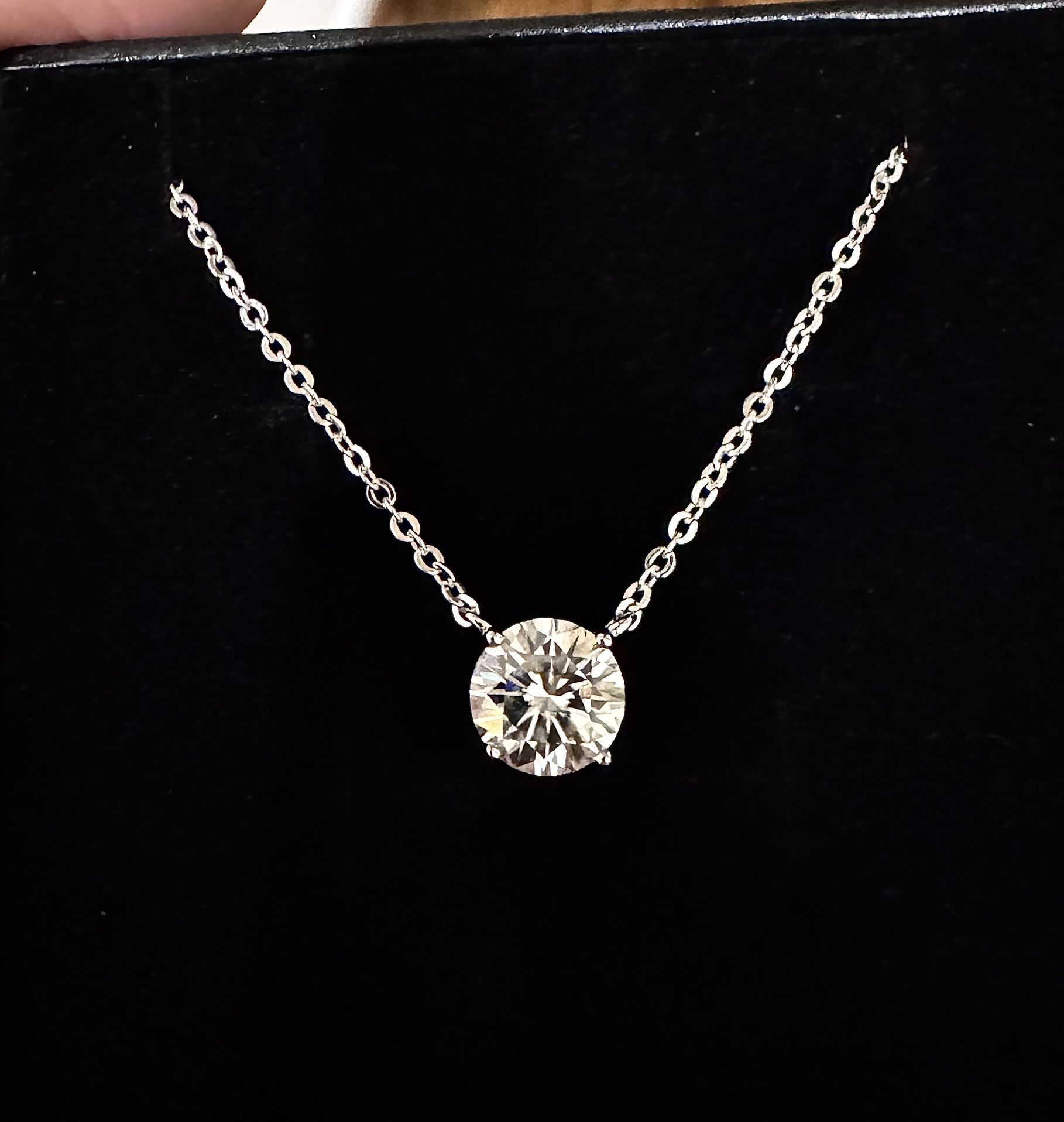 Moissanite 2 CT Solitaire Round Necklace (New) 
