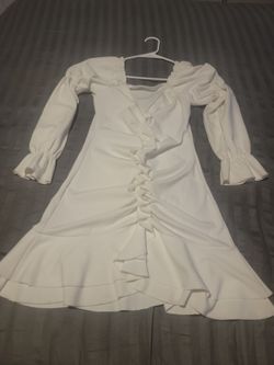 White mini ruched front mini dress