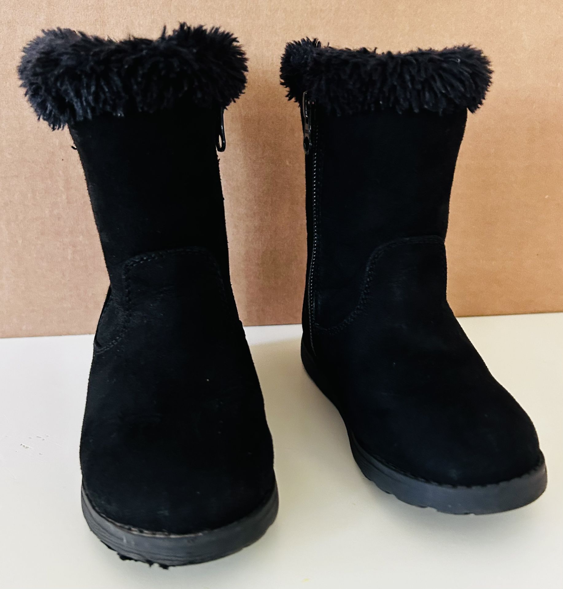 Black Faux Suede & Faux For Boot Size 8