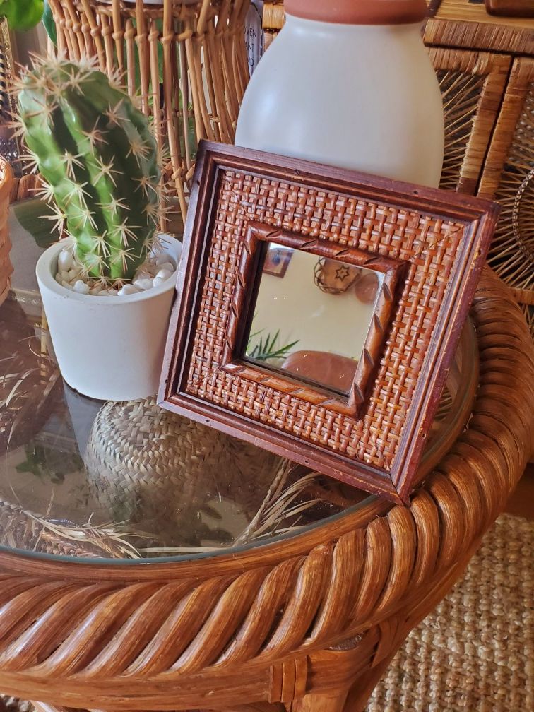 Square wooden mirrors/ set of 2