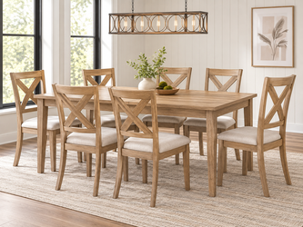 Augusta 7-Piece Dining Set – Extendable Table + 6 Upholstered Chairs