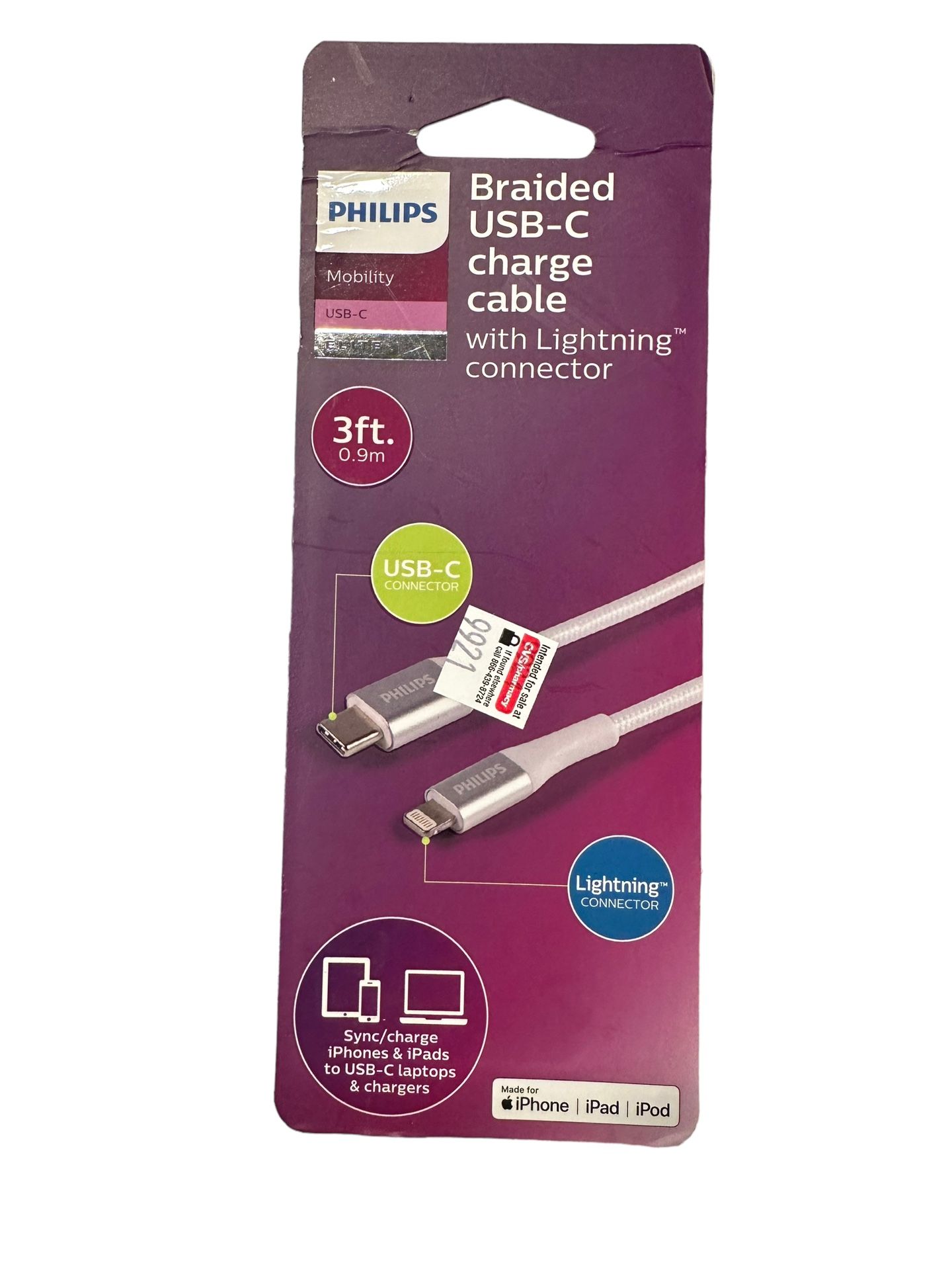 Philips Apple Braided USB-C Lighting Cable