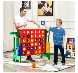 4-in-A Row Giant Game Set w/Basketball Hoop for Family Green
