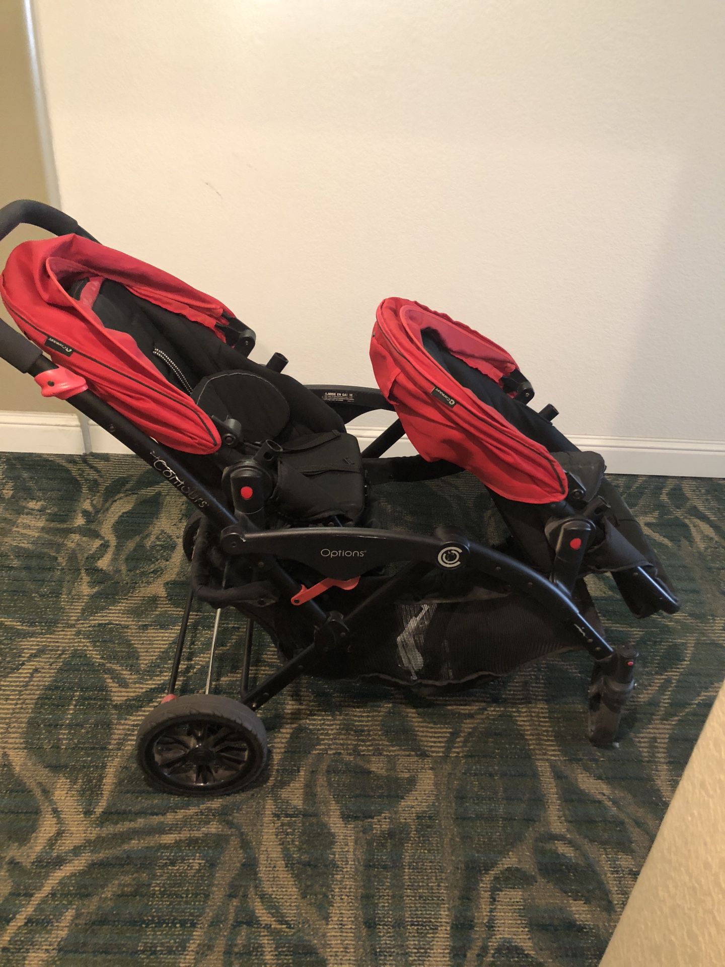 Contour Double Stroller w car seat adapters