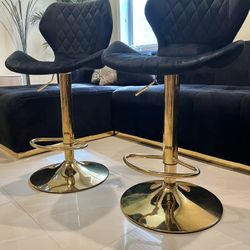 Black Velvet Barstools x2