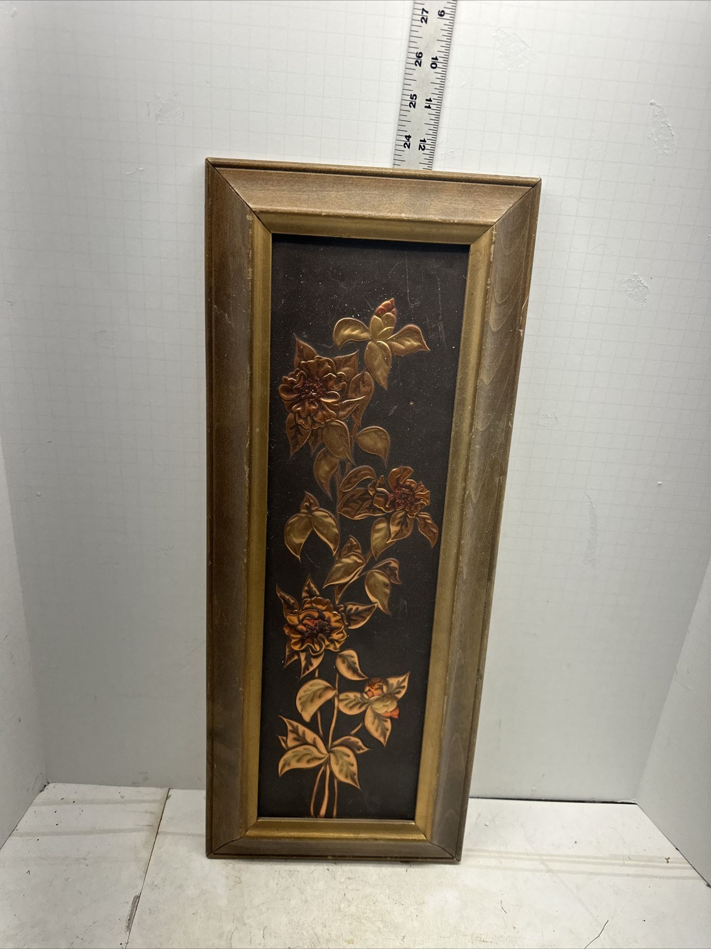 Vintage Roses Wall Plaque Copper has scuffs and dents see photo#U8