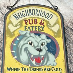 15”Metal Bull Dog Pub & Eatery Sign ! 