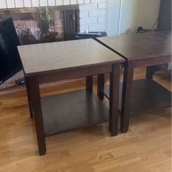 Two Square Modern Matching Coffee Nightstand Side Tables