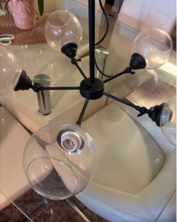 Black Multi-Arm Chandelier with Globe Shades