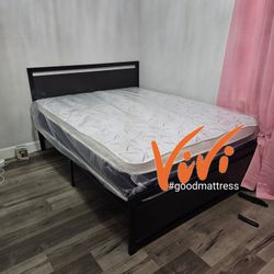 QUEEN PILLOW TOP MATTRESS WITH BOX SPRING 2PC. BED FRAME ISN'T AVAILABLE