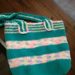 Stripped Crochet Tote Bag