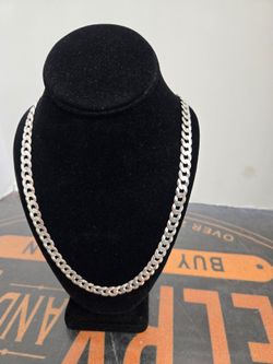 Silver Curb Link Chain Necklace 28"