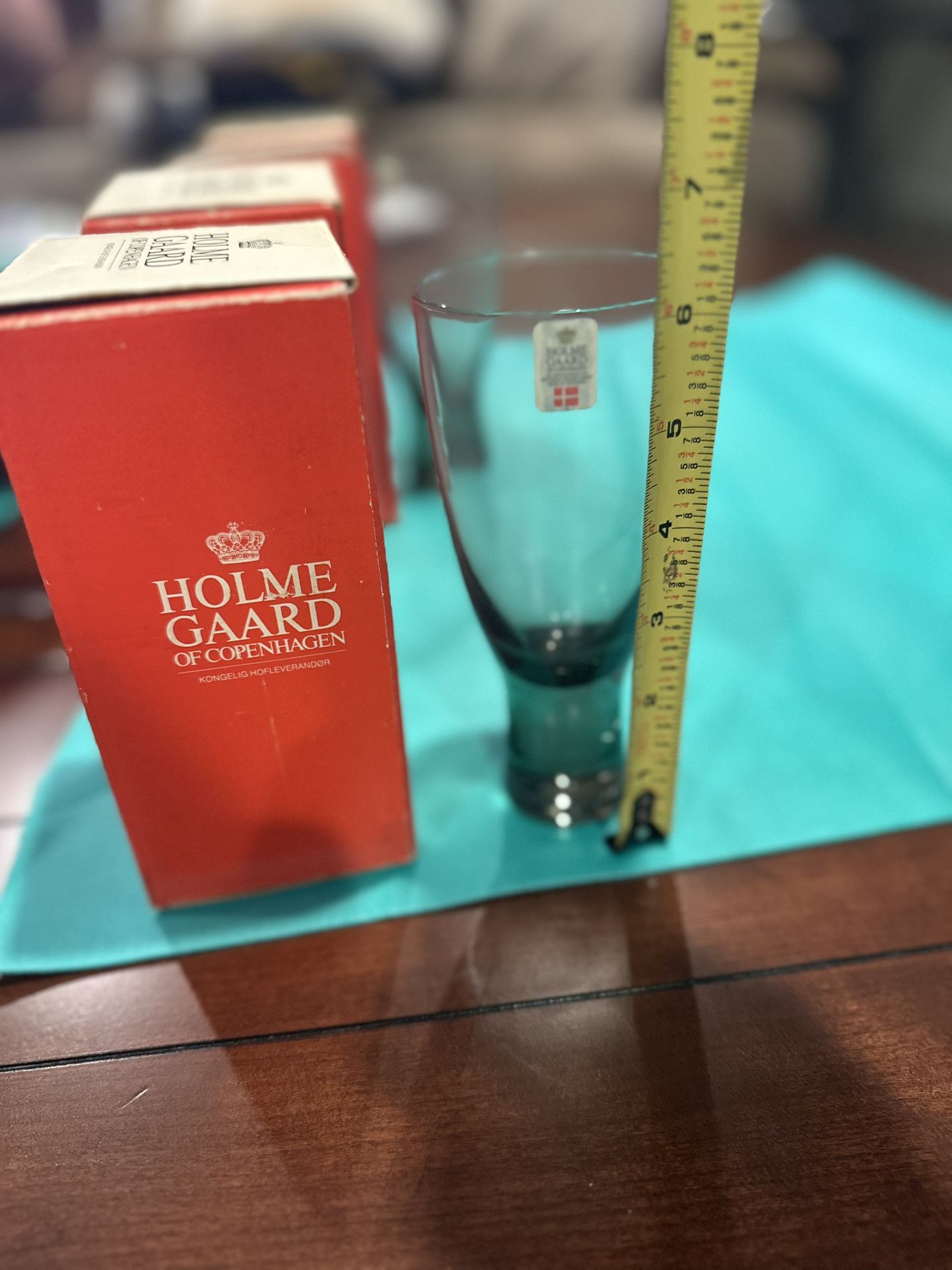 Holmegaard of Copenhagen Danish mid century modern glassware set of 5