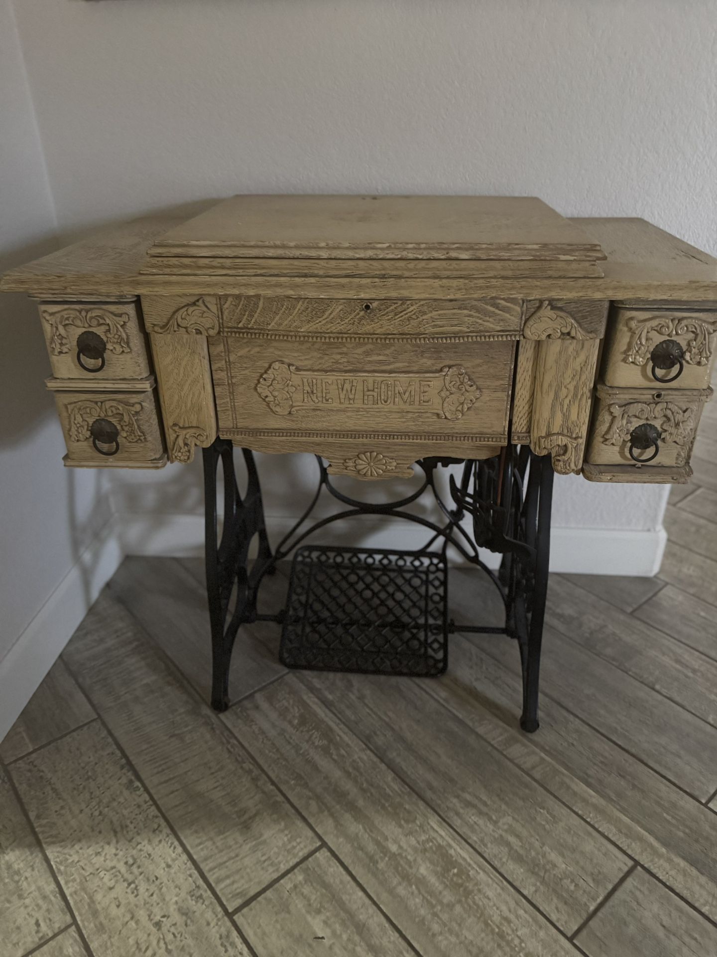 New Home Sewing Machine and Cabinet
