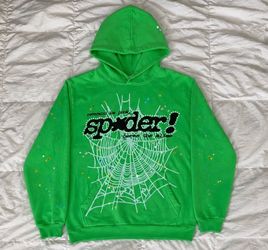 Sp5der Punk V2 Rhinestone Hoodie 'Slime Green'