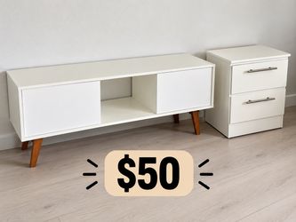 White TV Stand and Nightstand