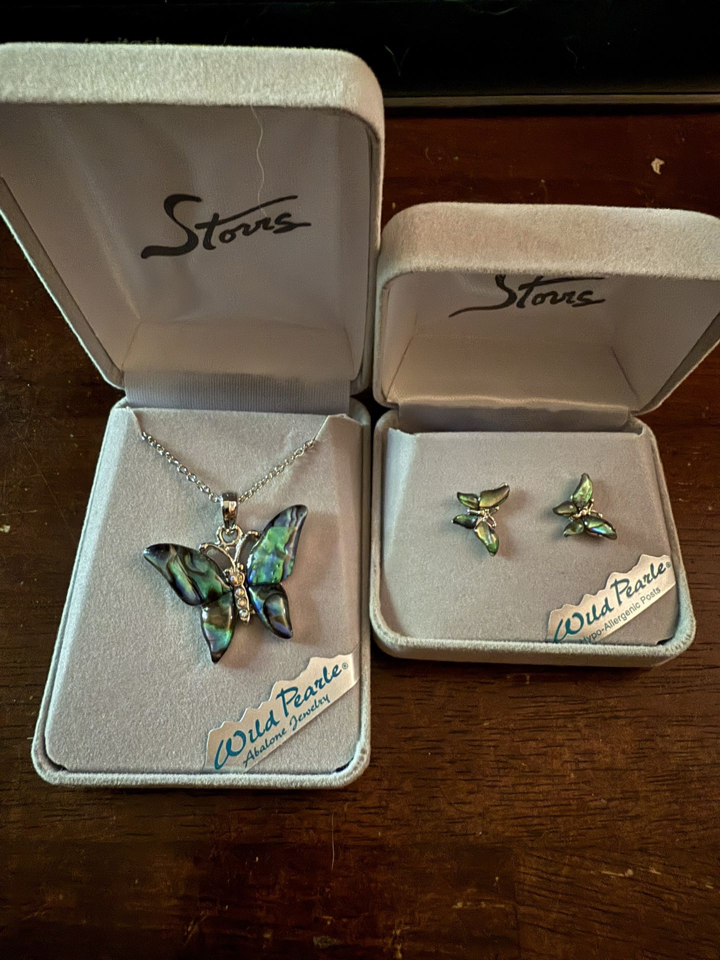 Abalone Butterfly Necklace and Earrings
