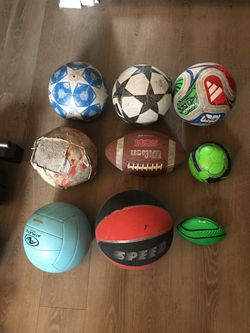 Soccer Balls, Basketball, volleyball, American football, and more balls ($10 each)