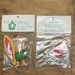 Vintage Hawaiian Christmas ornaments