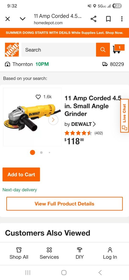 Dewalt Grinder 4.5inch