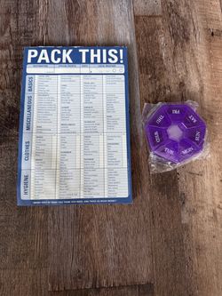 Travel Packing Checklist Pad and Weekly Pill Organizer
