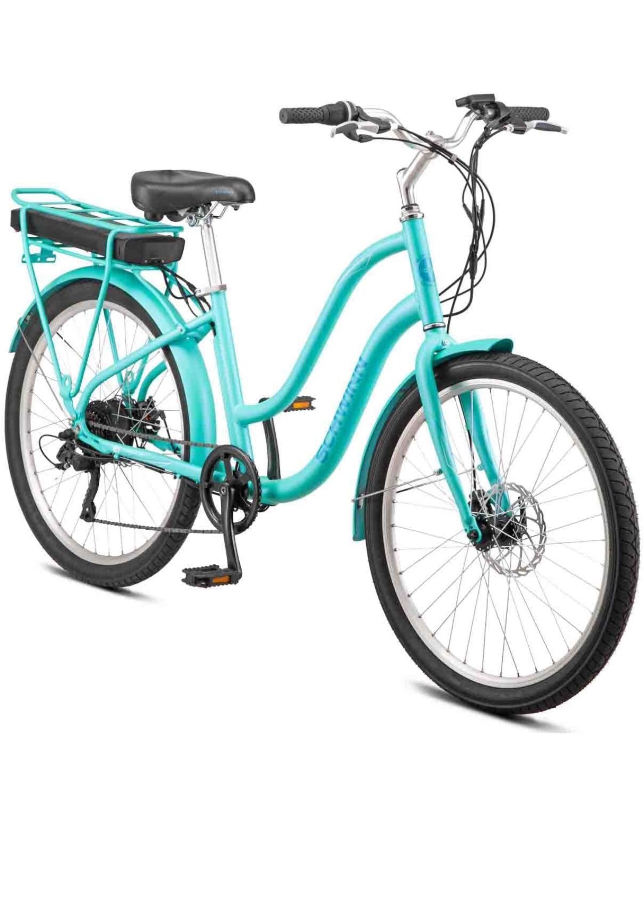 Schwinn Mendocino Electric Cruiser Bike for Adults, 20 MPH Commuting eBike, Ride Up to 45 Miles on Single Charge, 26-Inch Wheels, 6-Speed, Pedal Assis