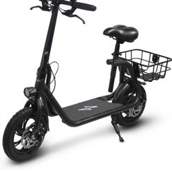 Phantomgogo Commuter R1 - Electric Scooter for Adults - Foldable Scooter with Seat & Carry Basket - 450W Brushless Motor 36V - 15MPH 265lbs Max Load E